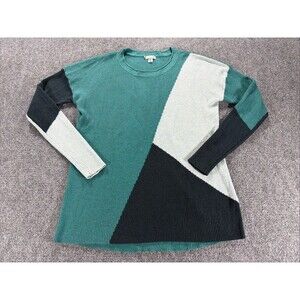 Smartwool Color Block Ribbed Crewneck Pullover Sweater Merino Wool Blend Medium